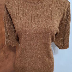 NWT Sag Harbor Metallic Copper Sweater, SS